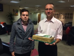 Delivering the consultation cake to the government as part of the campaign to keep the Food A-Level.